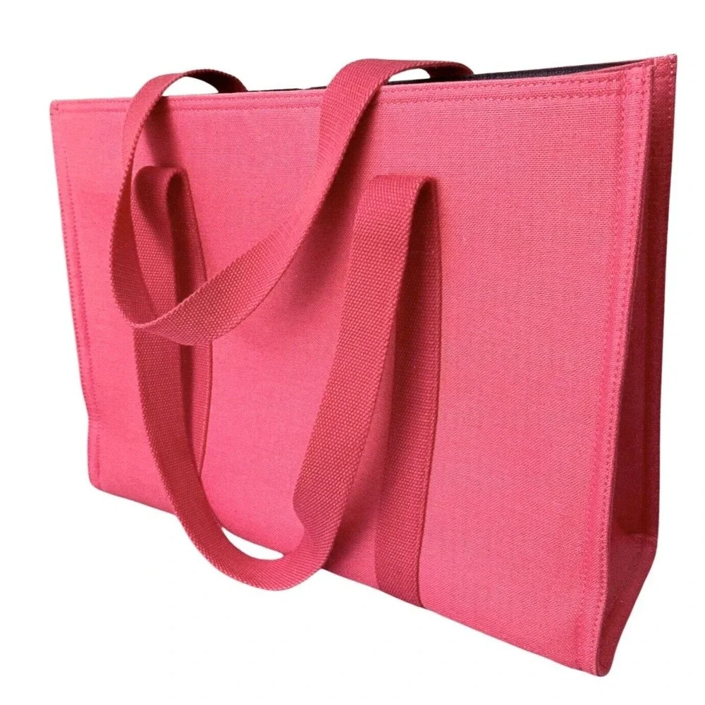 Spartina 449 Tote‎ Bag Womens Pink Excellent Gold Flamingo Embroidered Linen